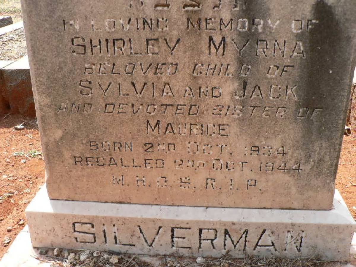 SILVERMAN Shirley Myrna 1934-1944