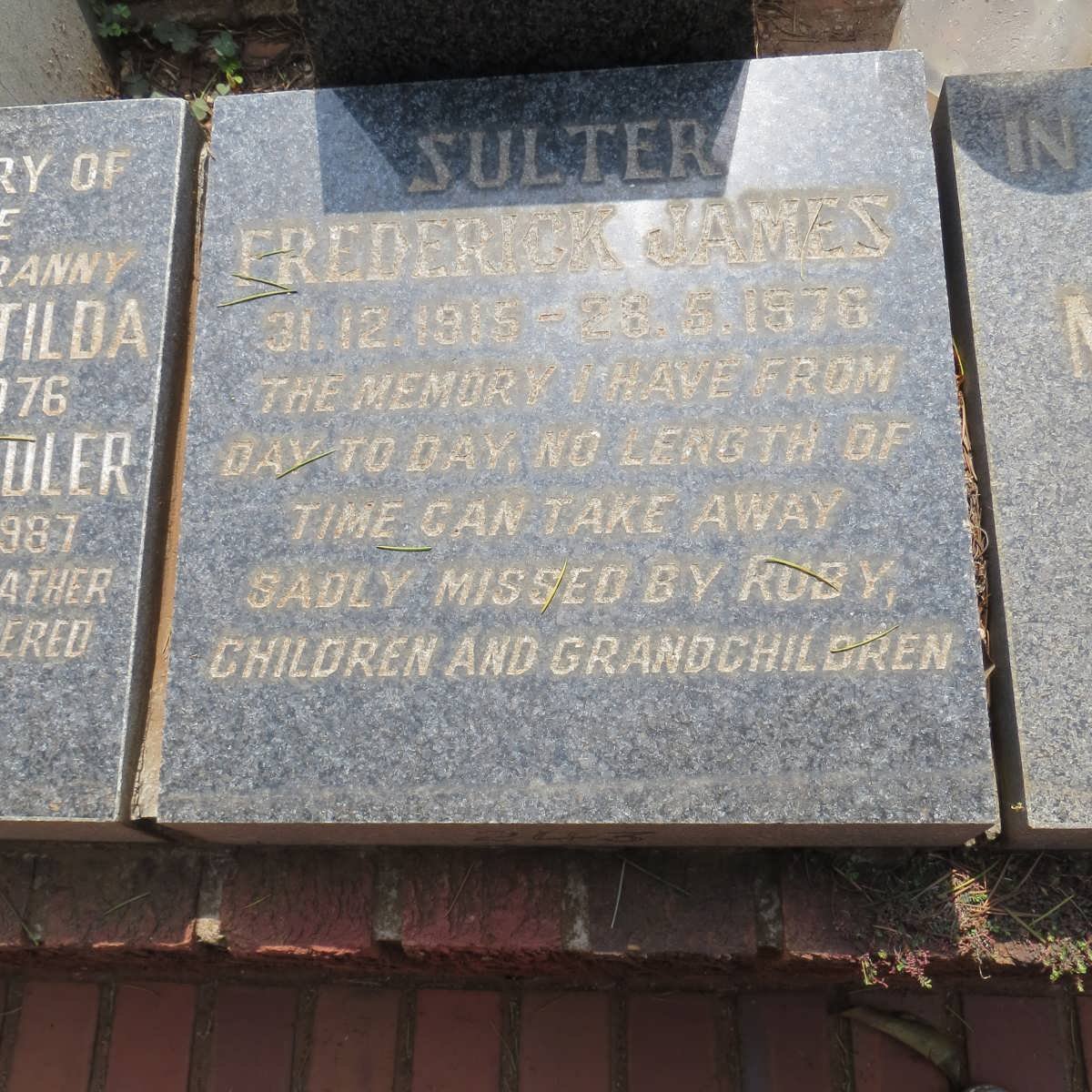 SULTER Frederick James 1915-1976