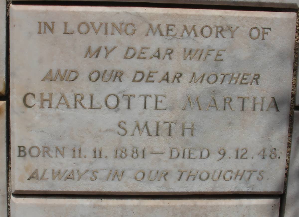 SMITH Charlotte Martha 1881-1948
