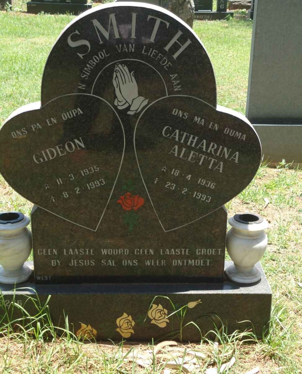 SMITH Gideon 1935-1993 &amp; Catharina Aletta 1936-1993