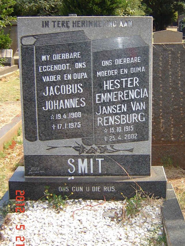 SMIT Jacobus Johannes 1908-1975 &amp; Hester Emmerencia JANSEN VAN RENSBURG 1915-2002