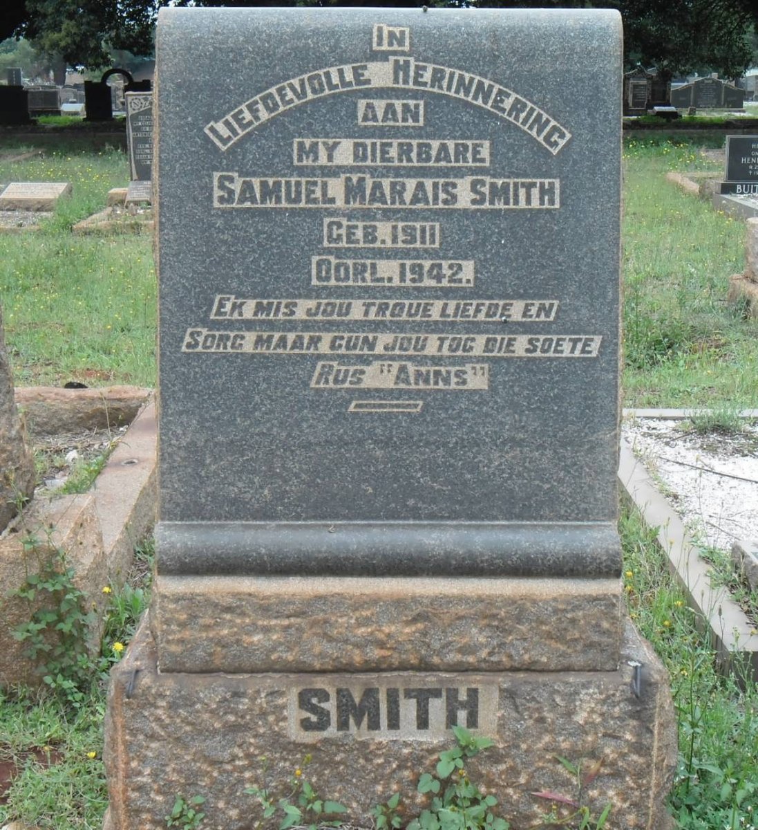 SMITH Samuel Marais 1911-1942
