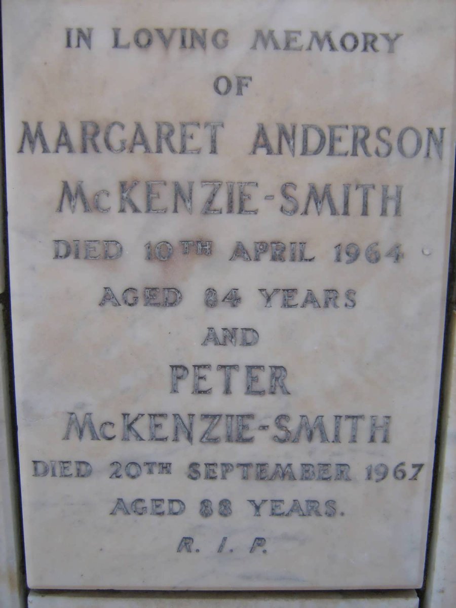 SMITH Peter, McKenzie -1967 :: McKENZIE-SMITH Margaret Anderson -1964