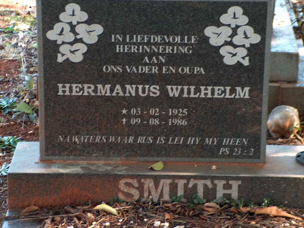 SMITH Hermanus Wilhelm 1925-1986