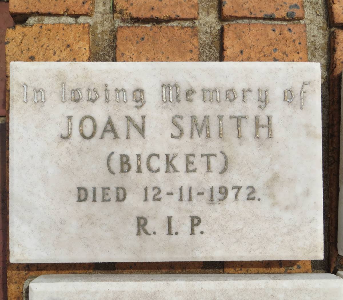 SMITH Joan nee BICKET -1972