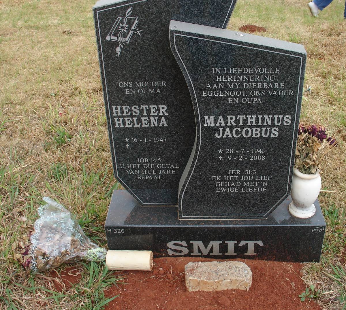 SMIT Marthinus Jacobus 1941-2008 &amp; Hester Helena 1947-