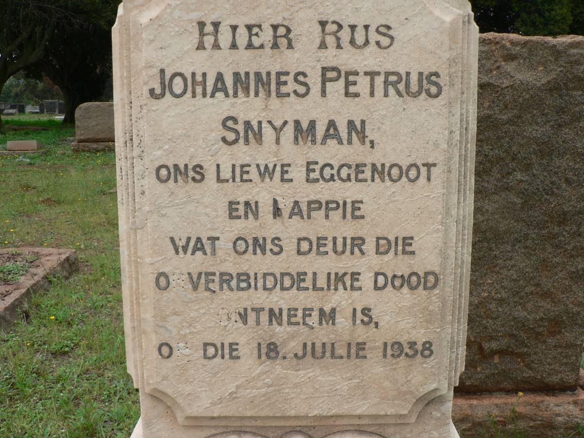 SNYMAN Johannes Petrus -1938 :: JOOSTE Paulus M. 1879-1959 :: JOOSTE Maria Magdelena 1884-1948