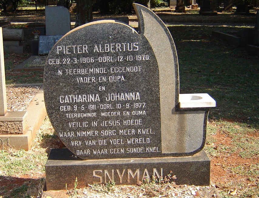 SNYMAN Pieter Albertus 1906-1970 &amp; Catharina Johanna 1911-1977
