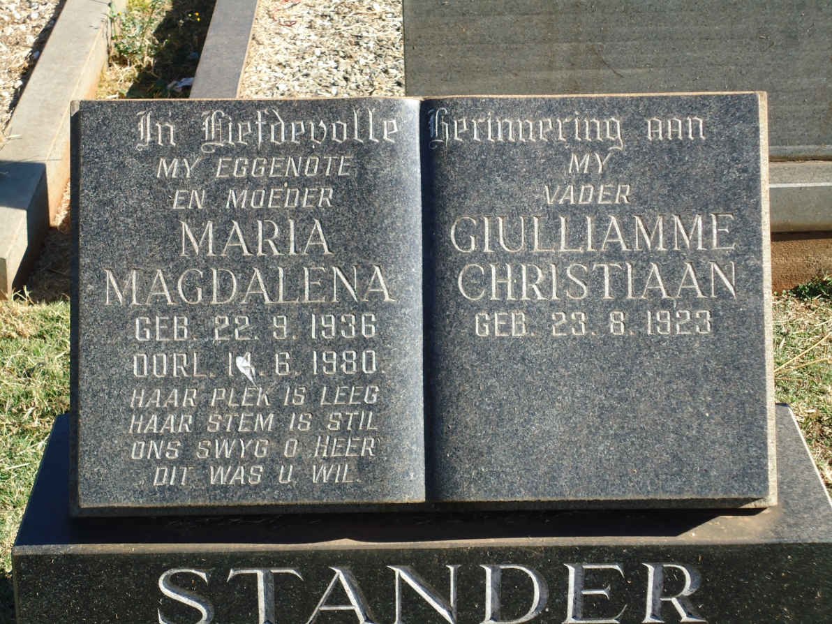 STANDER Giulliamme Christiaan, van 1923- &amp; Maria Magdalena -1936-1980