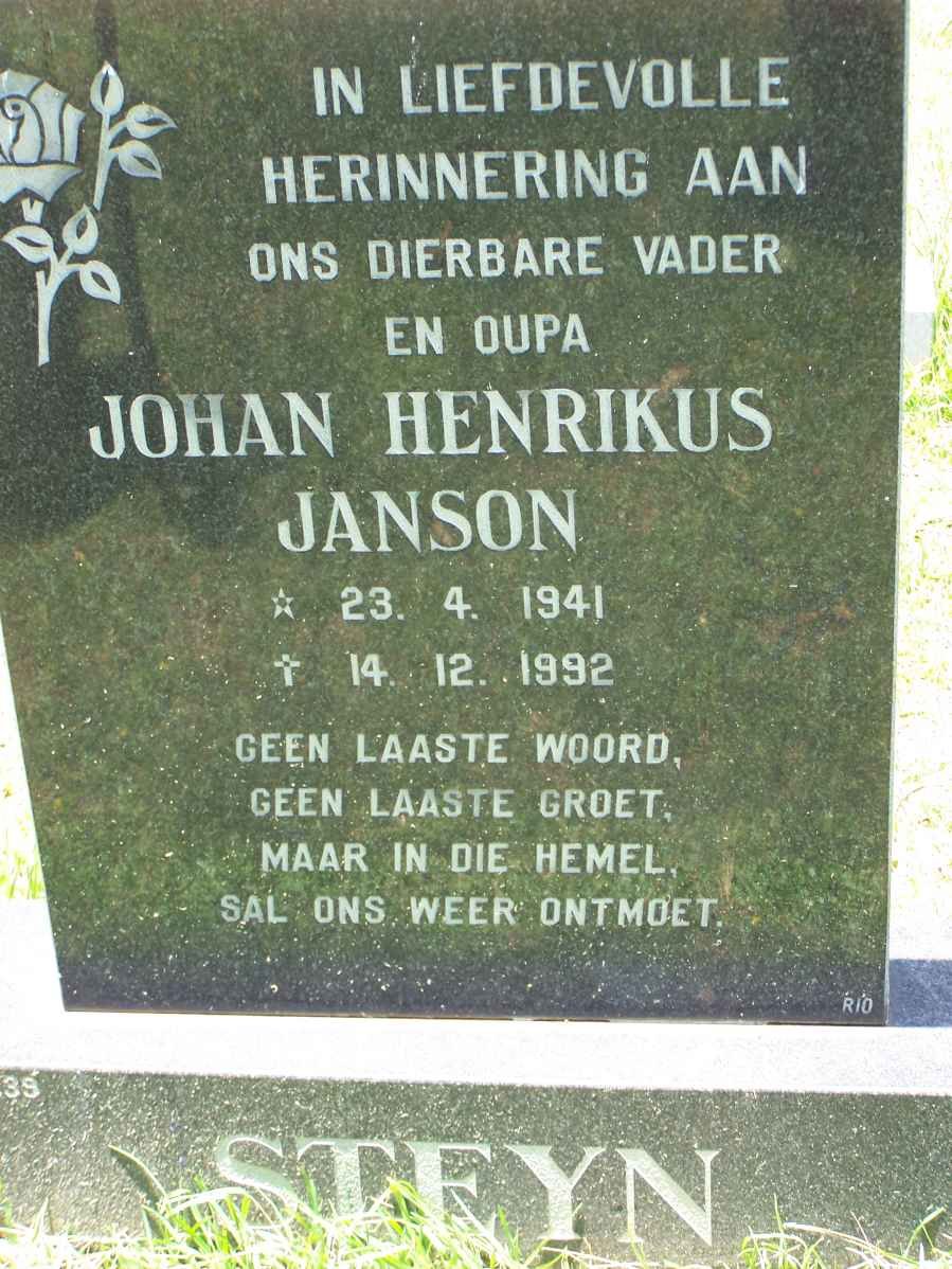 STEYN Johan Henrikus Jansen 1941-1992
