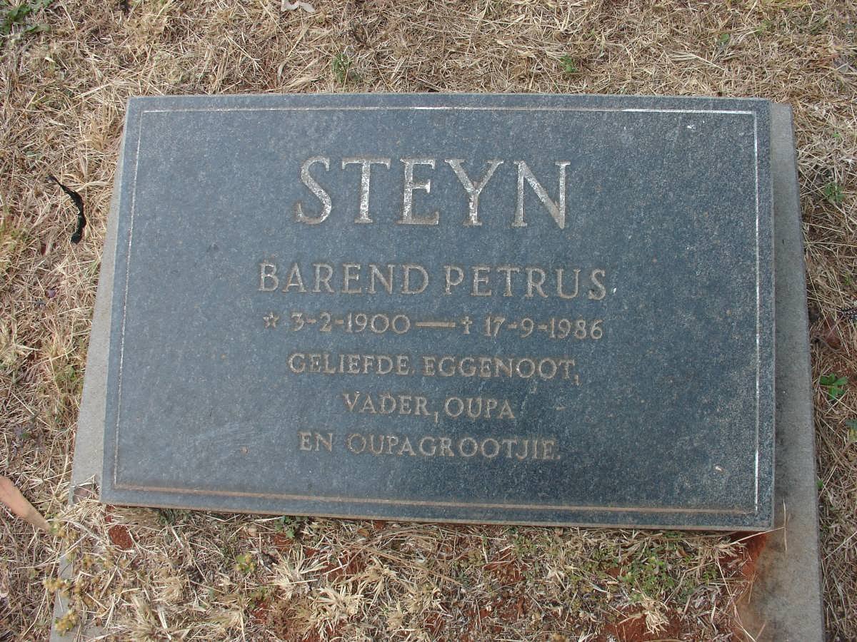 STEYN Barend Petrus 1900-1986