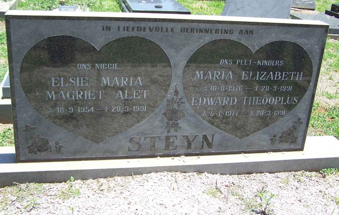 STEYN Elsie Maria Magriet Alet 1954-1991 :: Maria Elizabeth 1976-1991 :: Edward Theooplus 1977-1991
