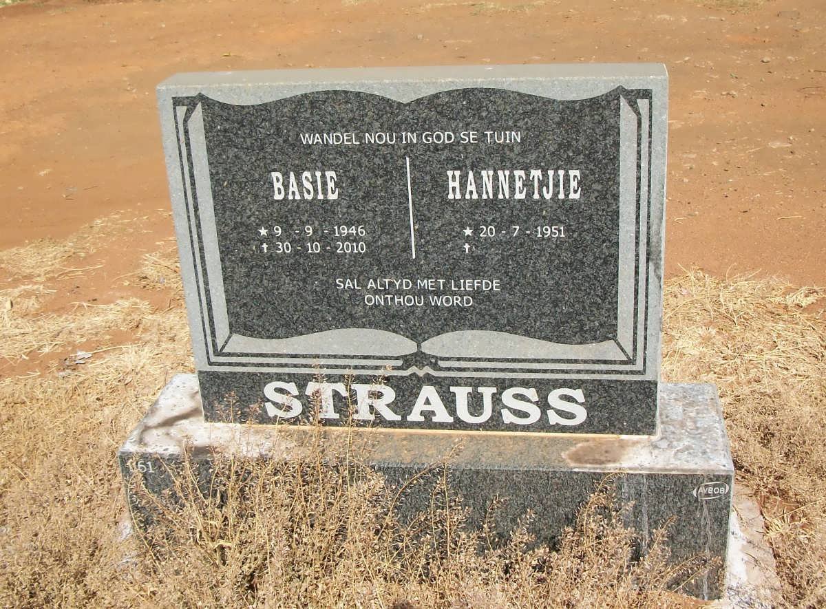 STRAUSS Basie 1946-2010 &amp; Hannetjie 1951-