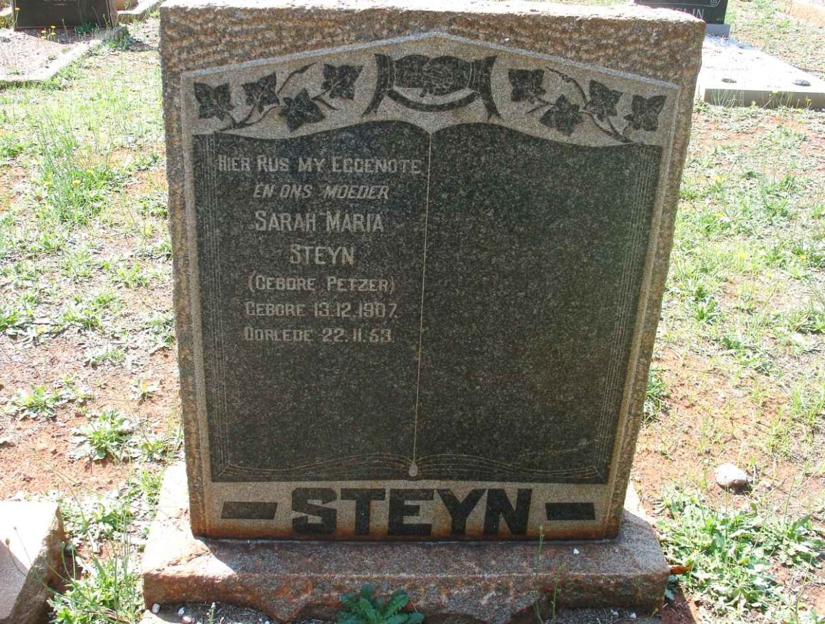 STEYN Sarah Maria nee PETZER 1907-1953
