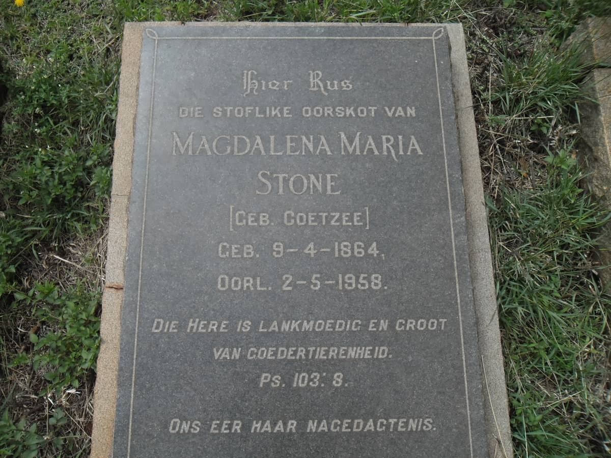 STONE Magdalena Maria nee COETZEE 1864-1958