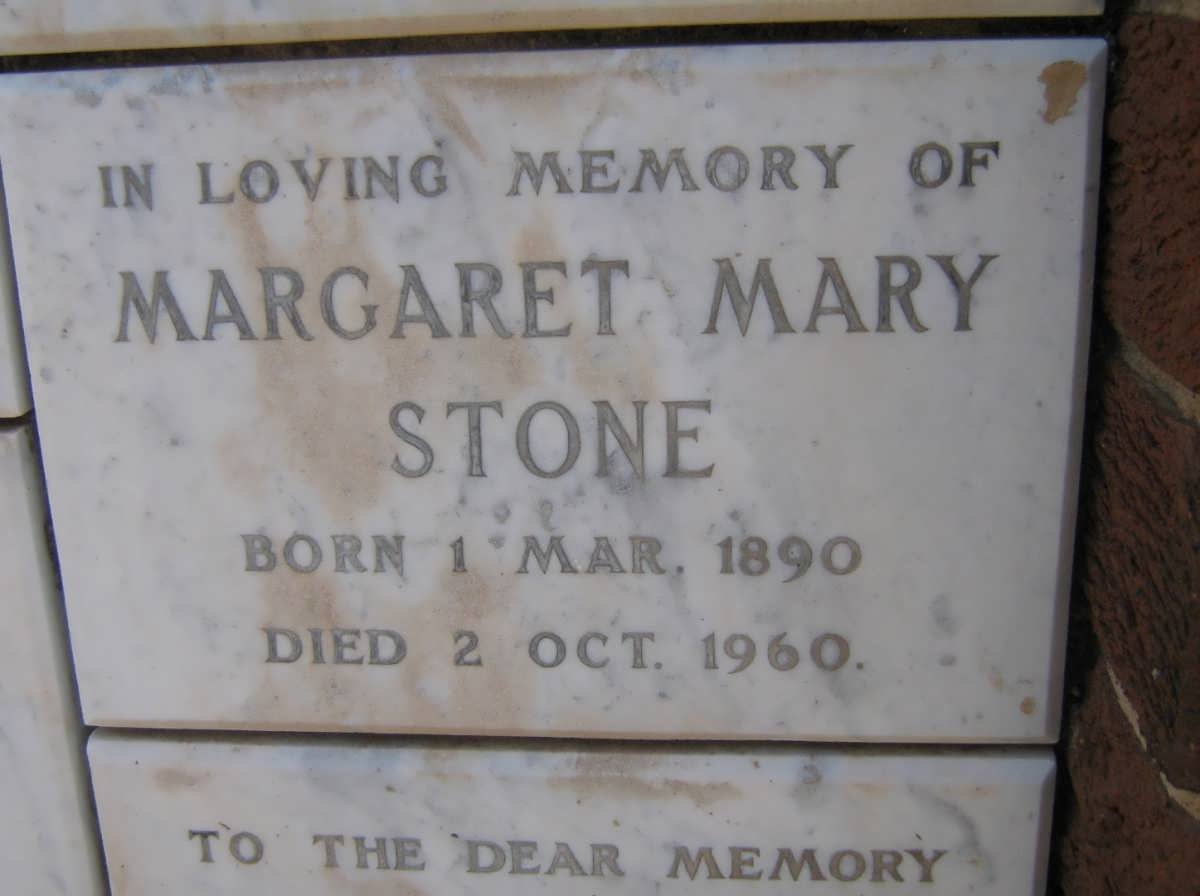 STONE Margaret Mary 1890-1960