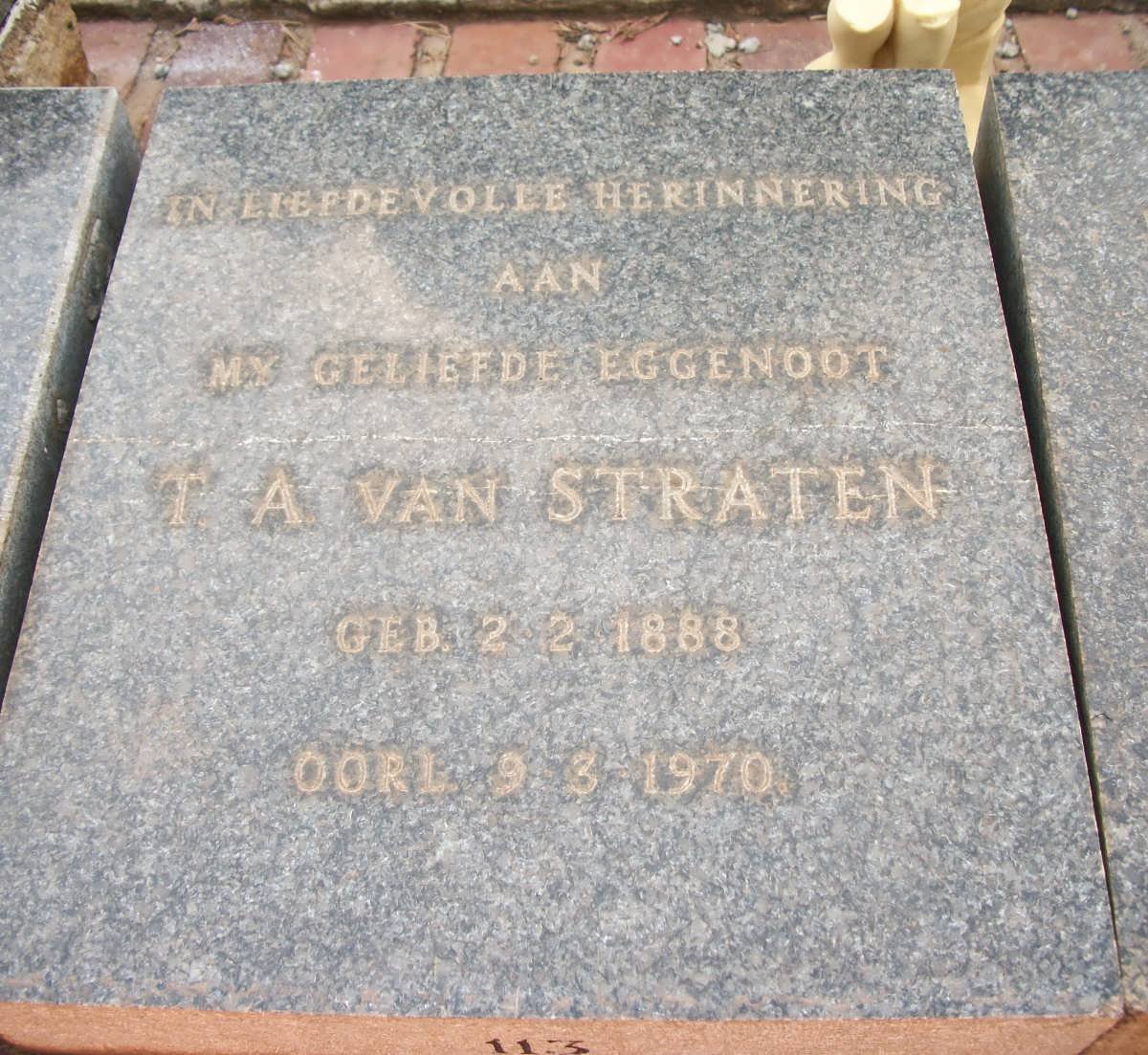 STRATEN T.A., van 1888-1970