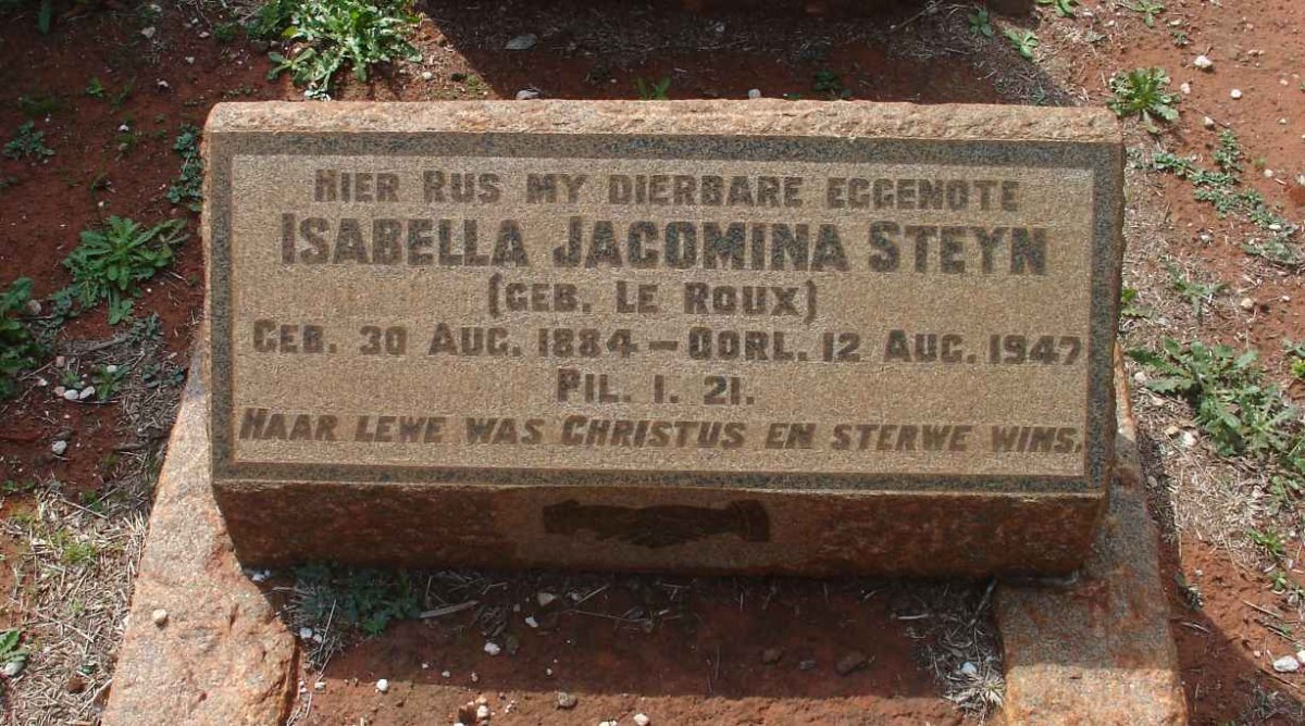 STEYN Isabella Jacomina nee LE ROUX 1884-1947