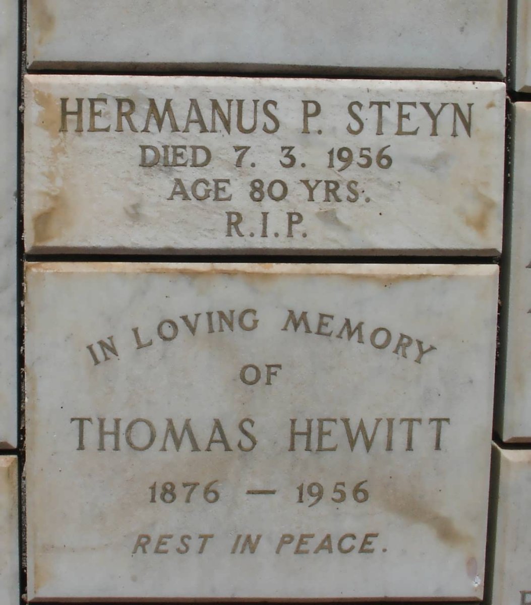 STEYN Hermanus P. -1956 :: HEWITT Thomas 1876-1956