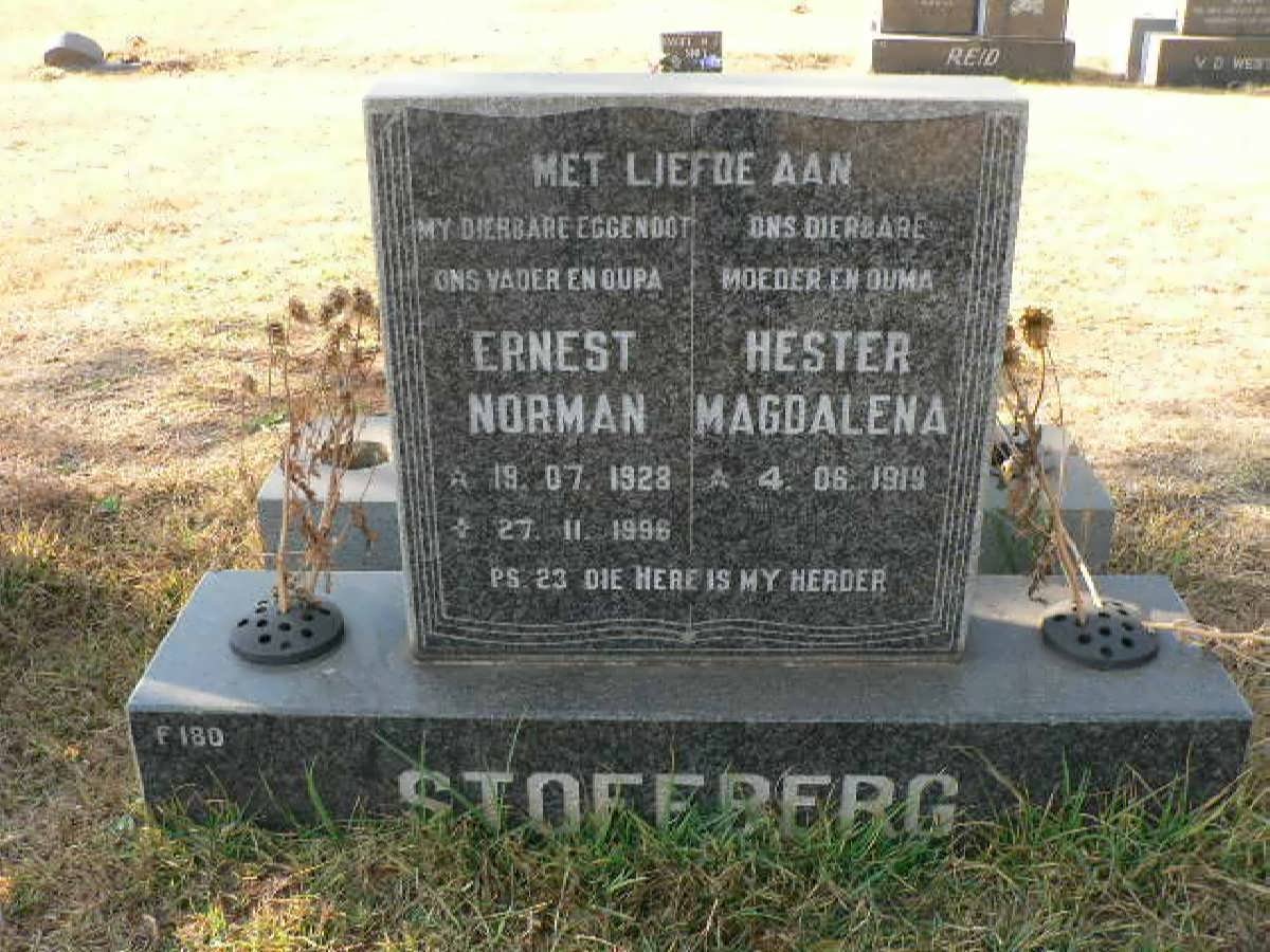 STOFFBERG Ernest Norman 1928-1996 &amp; Hester Magdalena 1919-