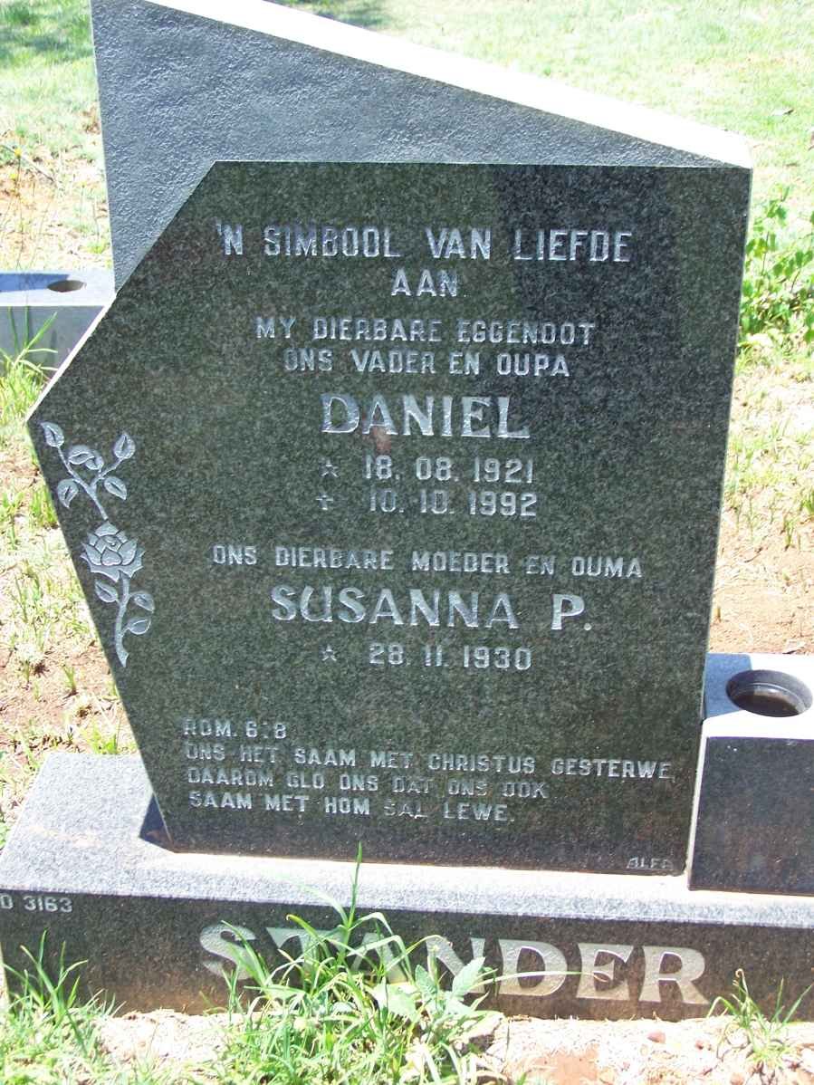 STANDER Daniel 1921-1992 &amp; Susanna Petronella DE BRUYN 1930-2019