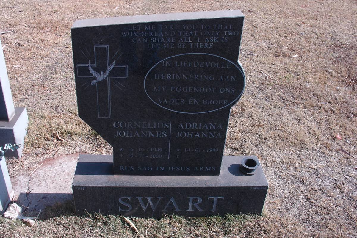 SWART Cornelius Johannes 1949-2000 &amp; Adriana Johanna 1949-