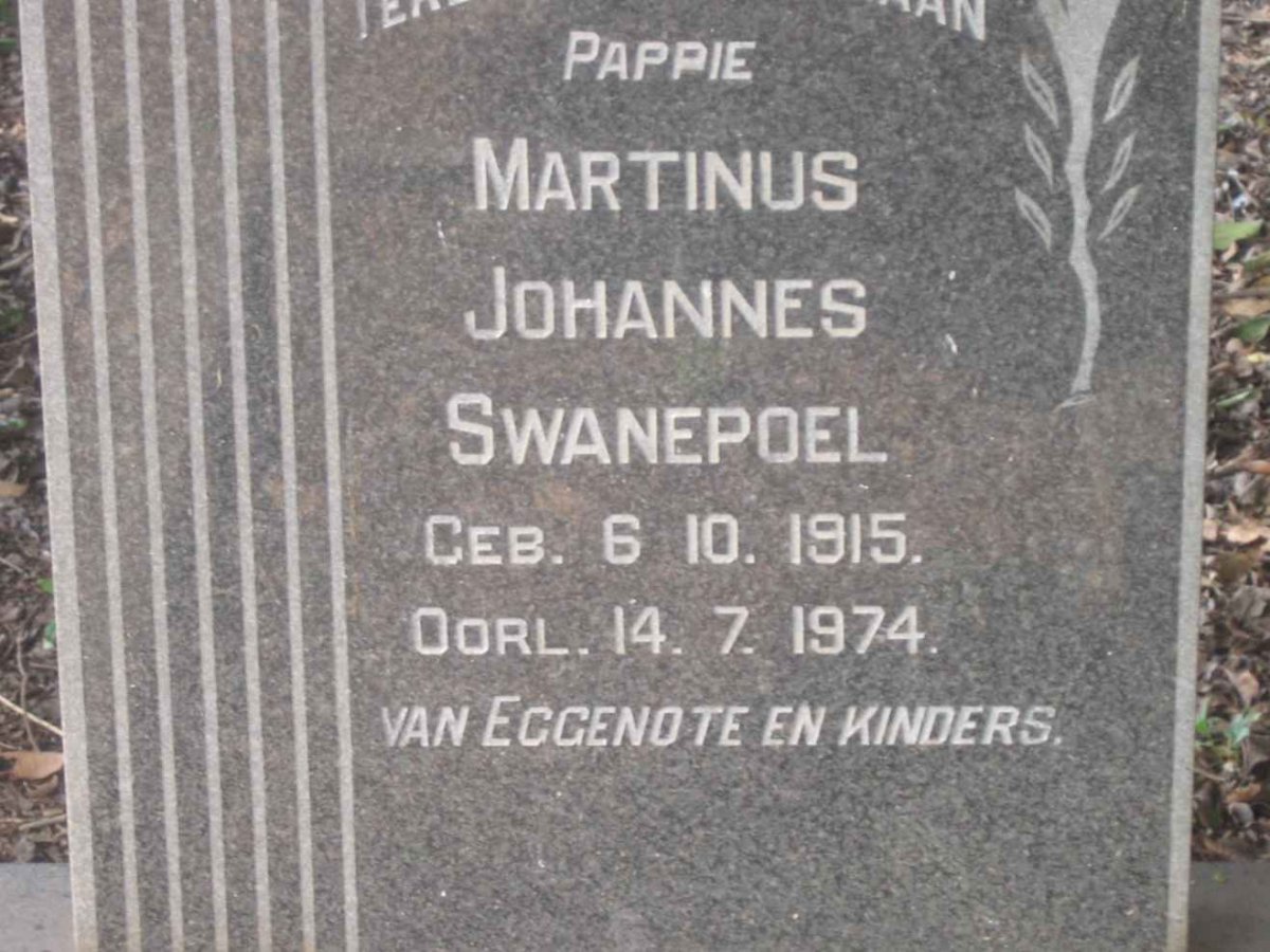 SWANEPOEL Martinus Johannes 1915-1974