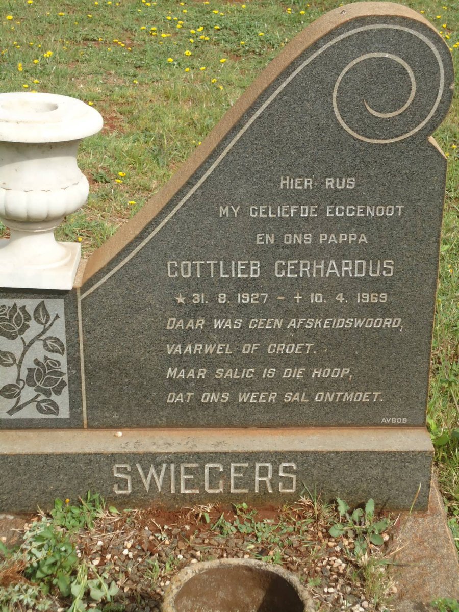 SWIEGERS Gottlieb Gerhardus 1927-1969
