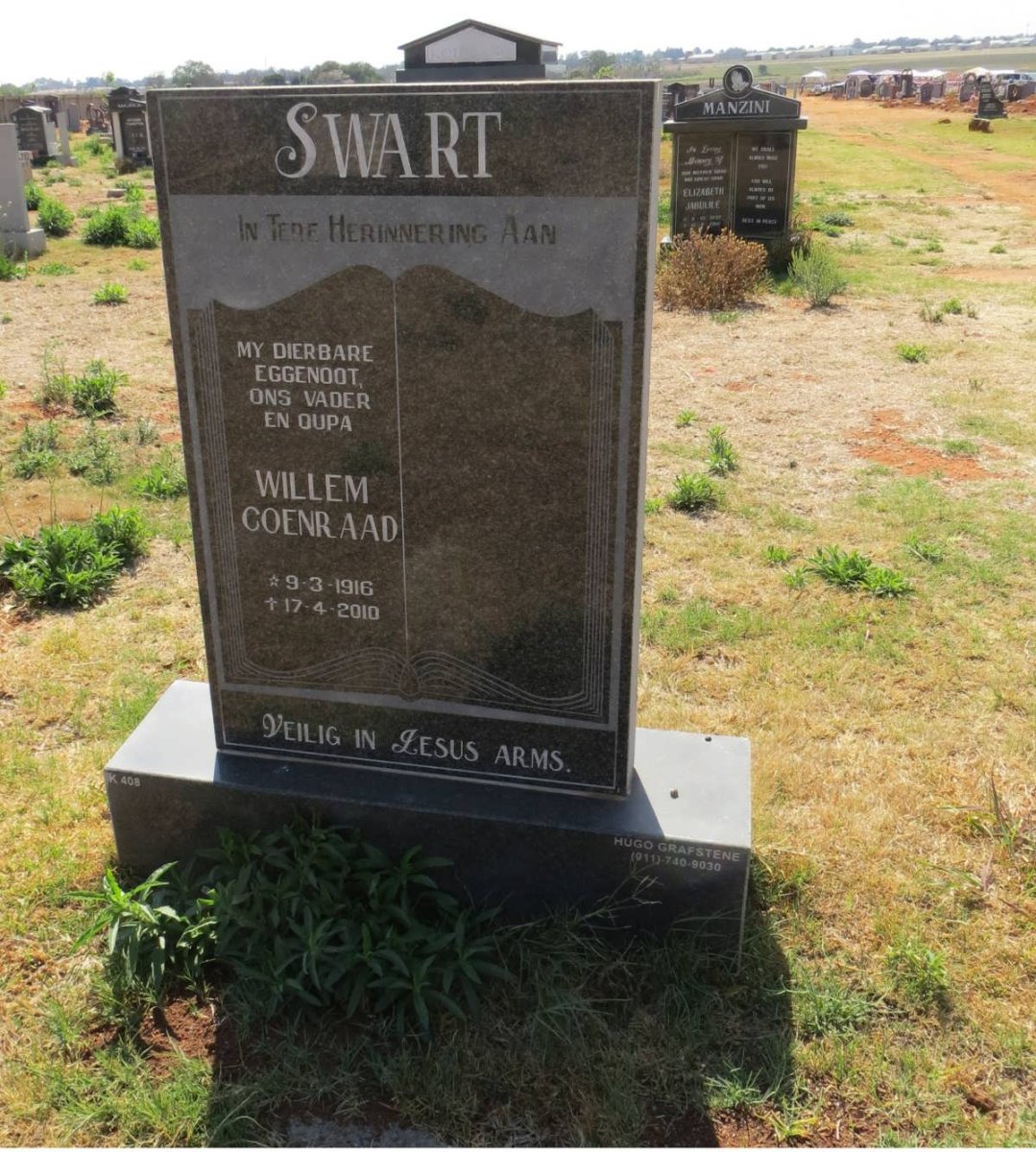 SWART Willem Coenraad 1916-2010