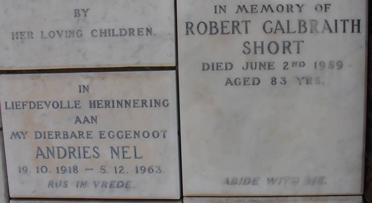 SHORT Robert Galbraith -1959 :: NEL Andries 1918-1963