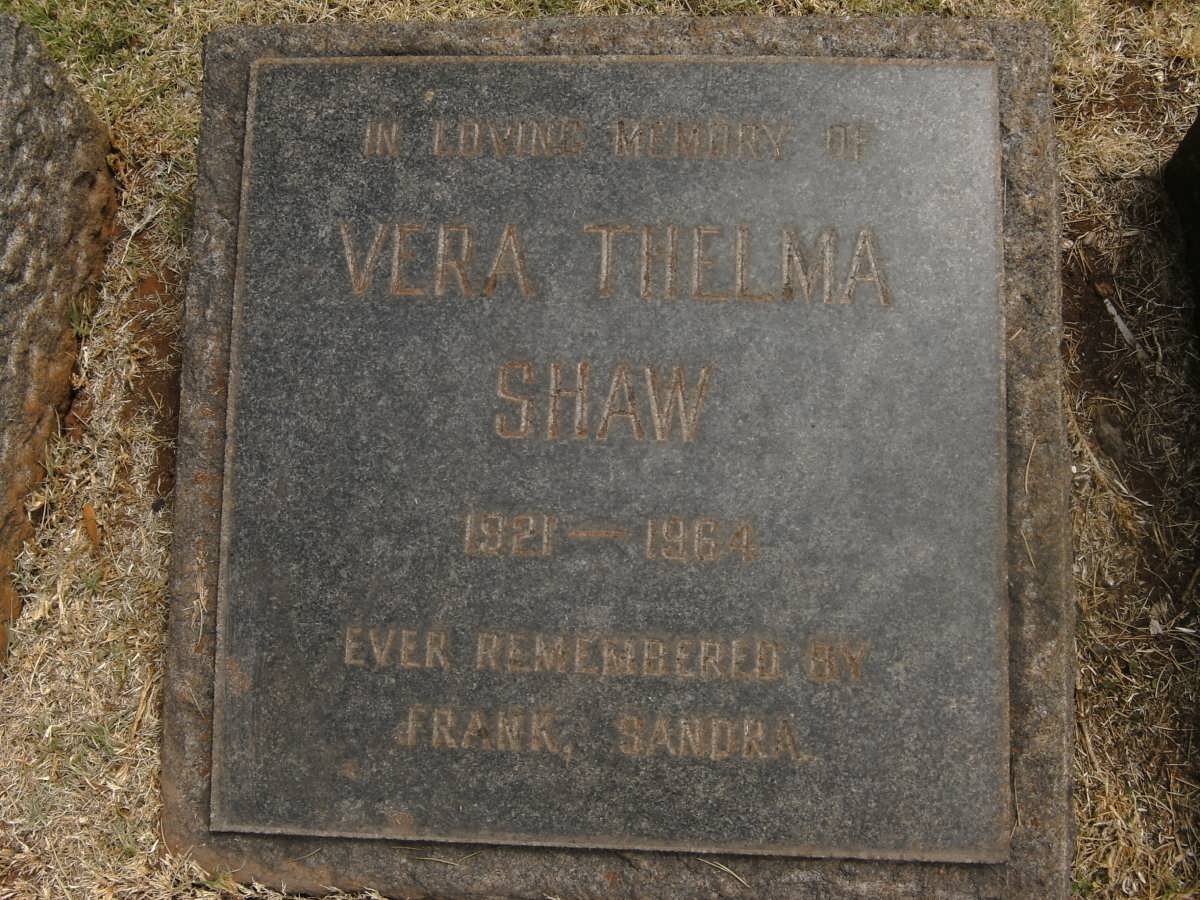 SHAW Vera Thelma 1921-1964