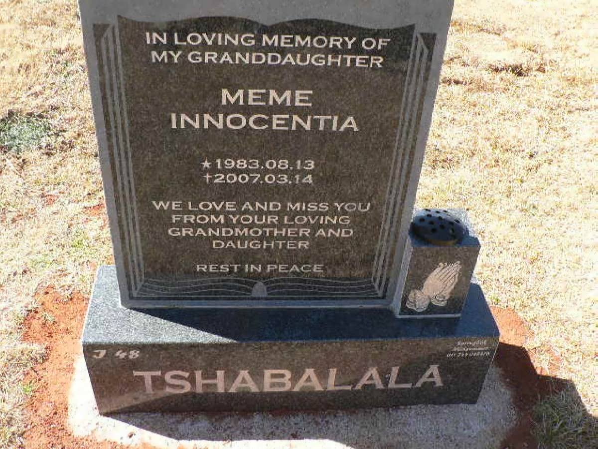 TSHABALALA Meme Innocentia 1983-2007