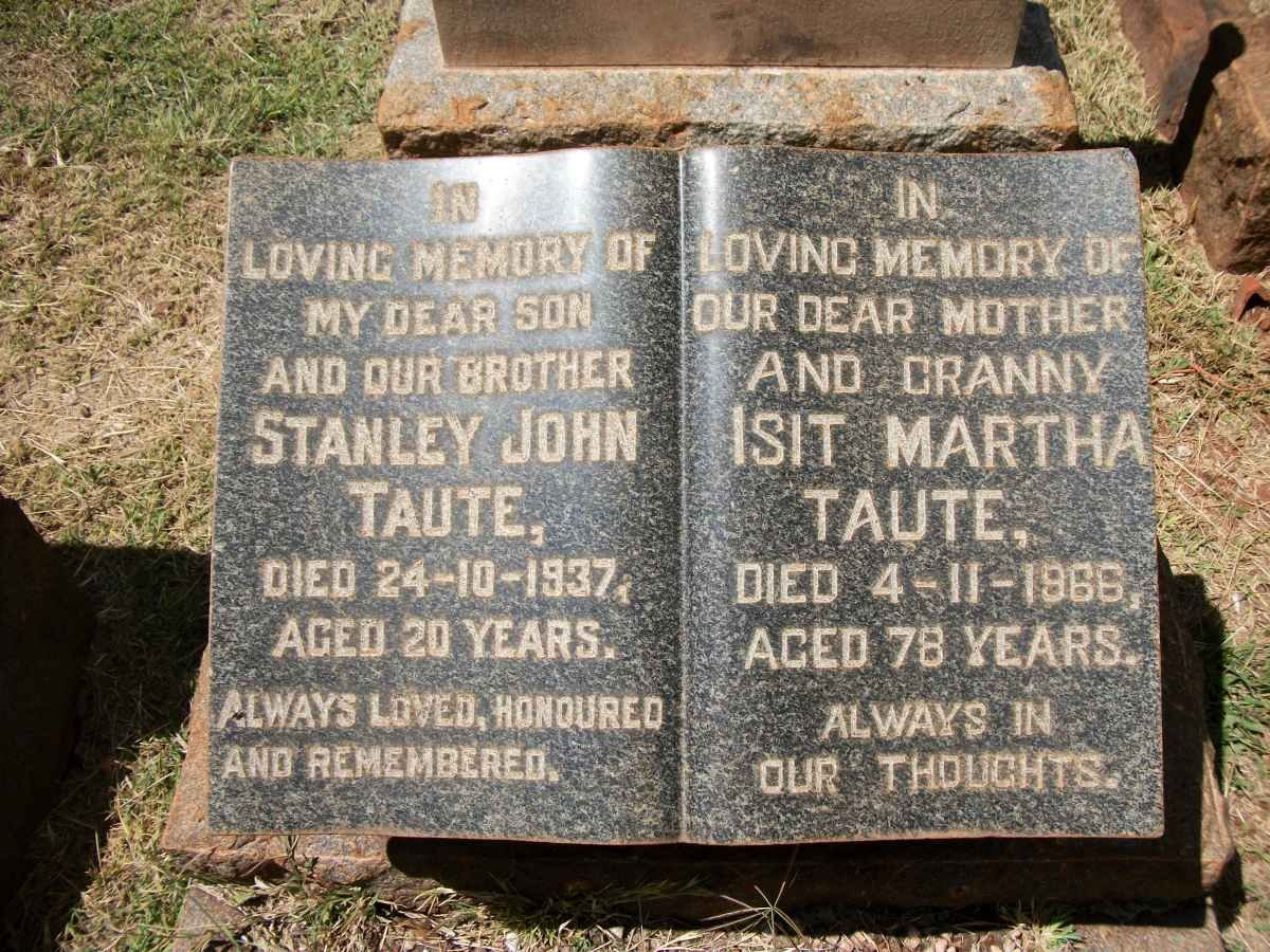 TAUTE Isit Martha -1966 :: TAUTE Stanley John -1937