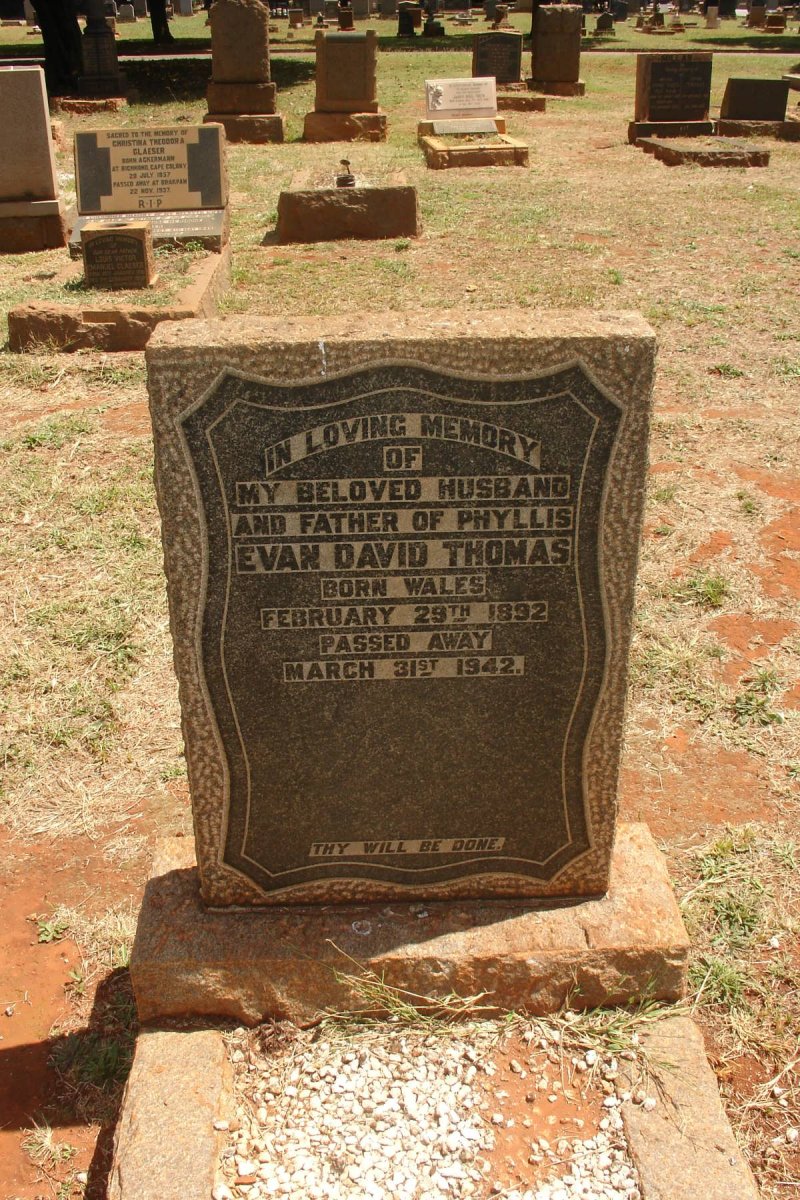 THOMAS Evan David Thomas 1892-1942