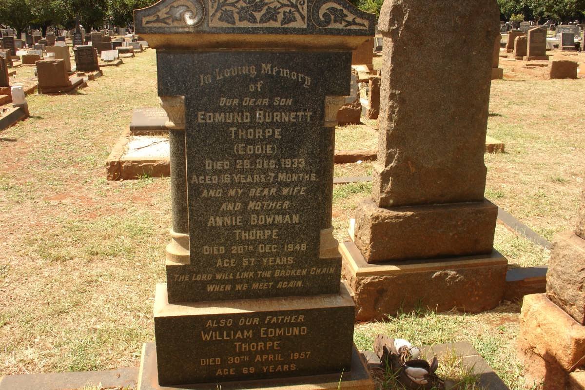 THORPE William Edmund -1957 &amp; Anne Bowman -1948 :: THORPE Edmund Burnett -1933
