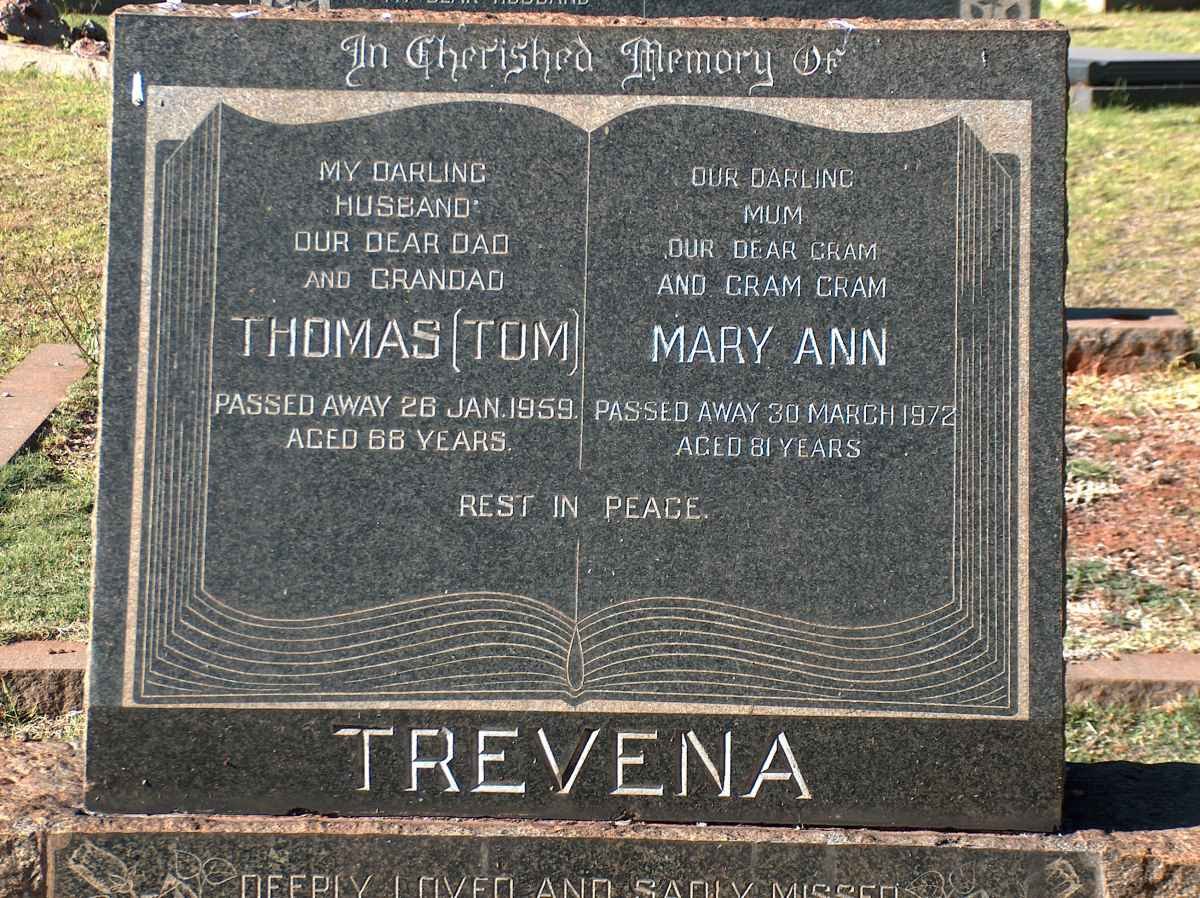 TREVENA Thomas -1959 &amp; Mary Ann -1972