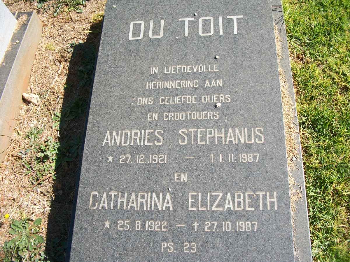 TOIT Andries Stephanus, du 1921-1987 &amp; Catharina Elizabeth 1922-1987
