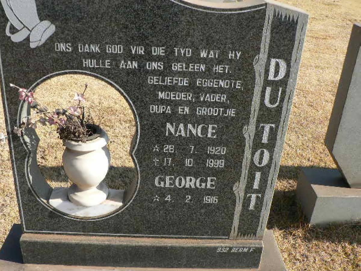 TOIT George, du 1916- &amp; Nance 1920-1999