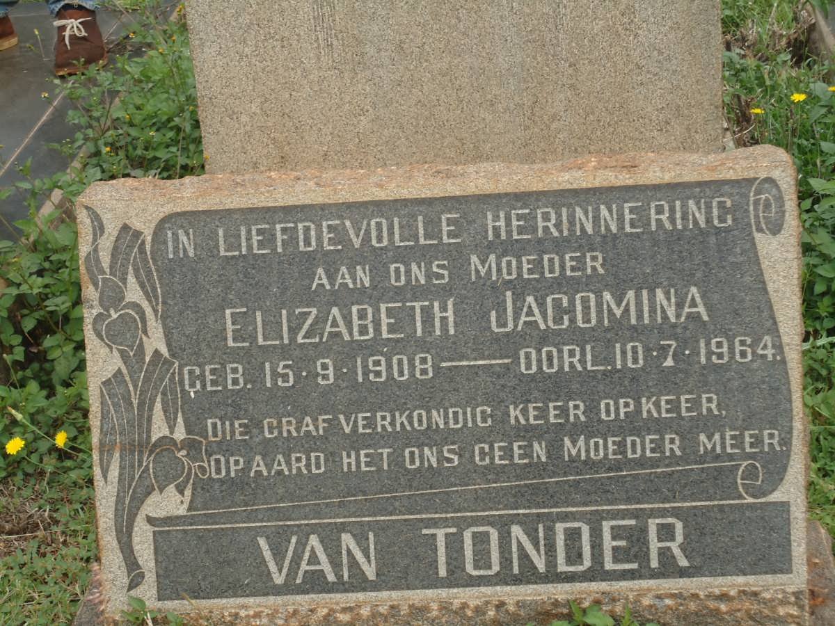 TONDER Elizabeth Jacomina, van 1908-1964