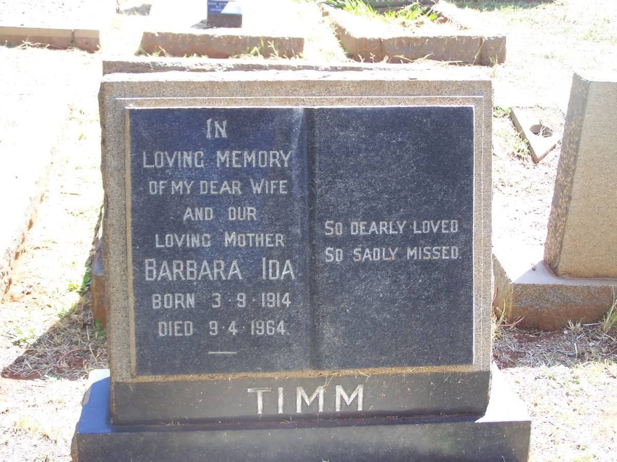 TIMM Barbara Ida 1914-1964
