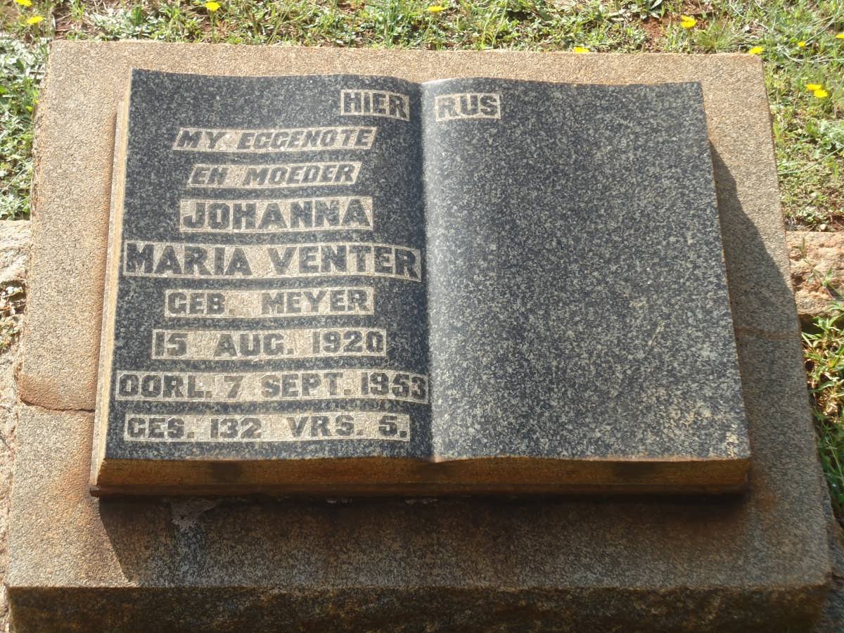 VENTER Johanna Maria nee MEYER 1920-1953