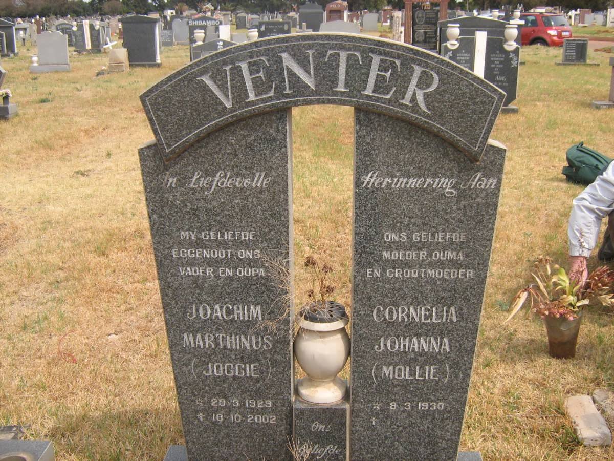 VENTER Joachim Marthinus 1929-2002 &amp; Cornelia Johanna 1930-