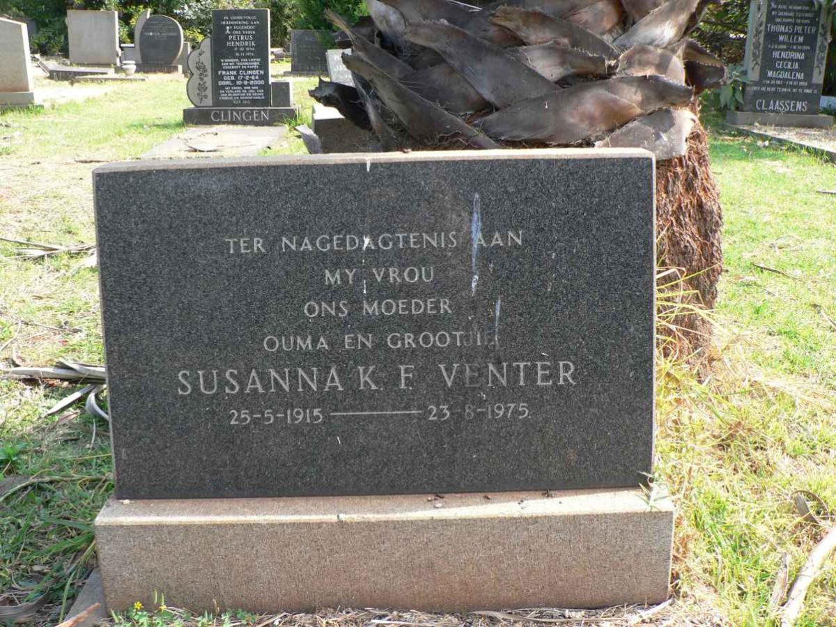VENTER Susanna K.F. 1915-1975