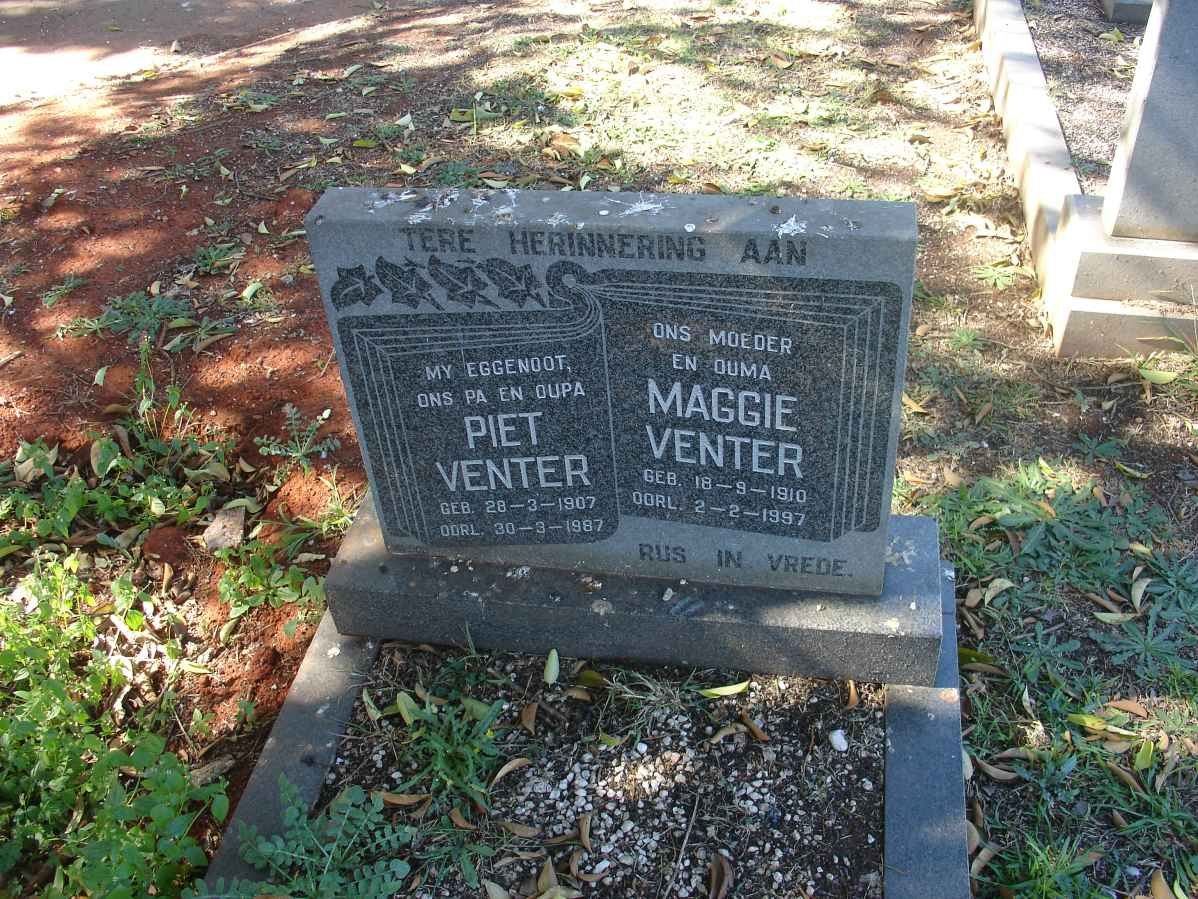 VENTER Piet 1907-1987 &amp; Maggie 1910-1987