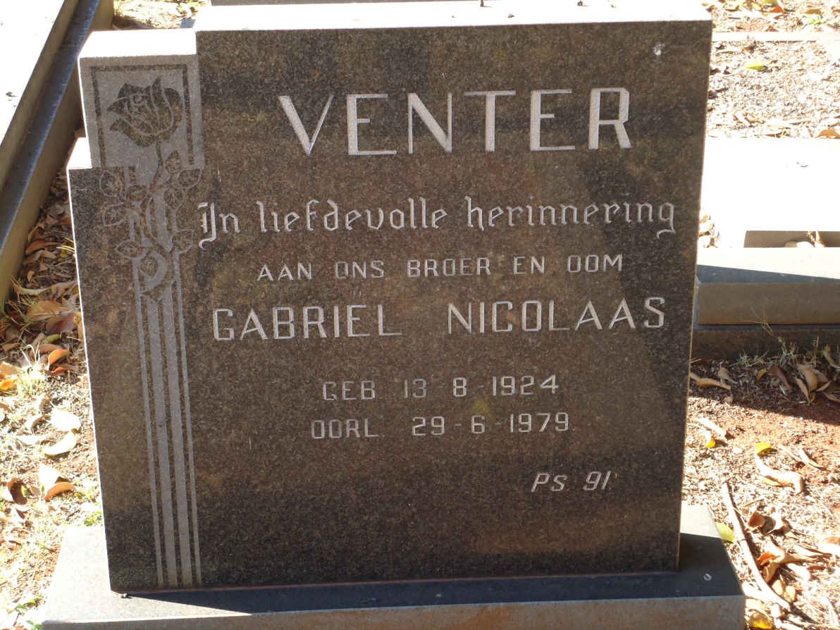VENTER Gabriel Nicolaas 1924-1979