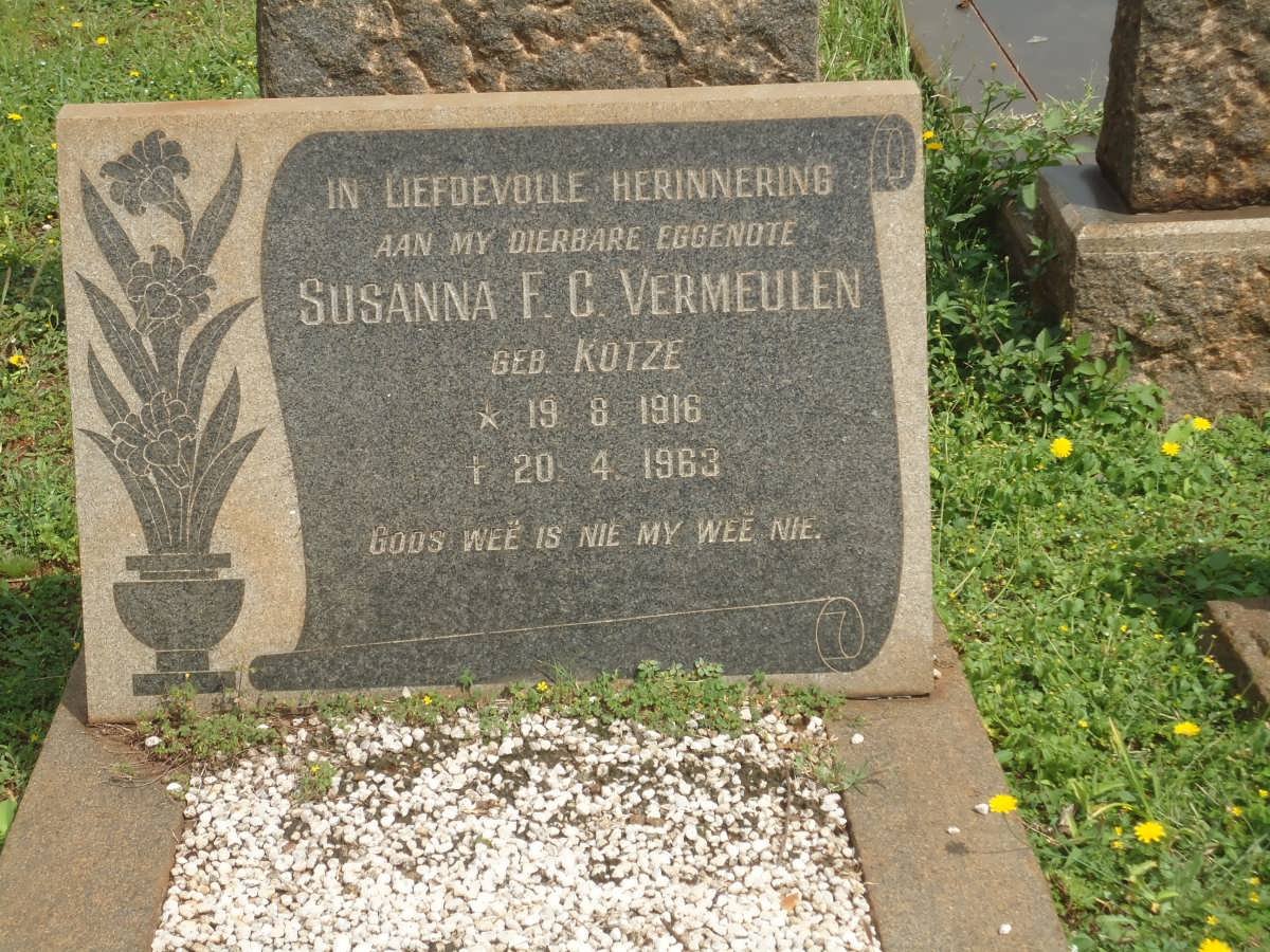 VERMEULEN Susanna F.C. nee KOTZE 1916-1963