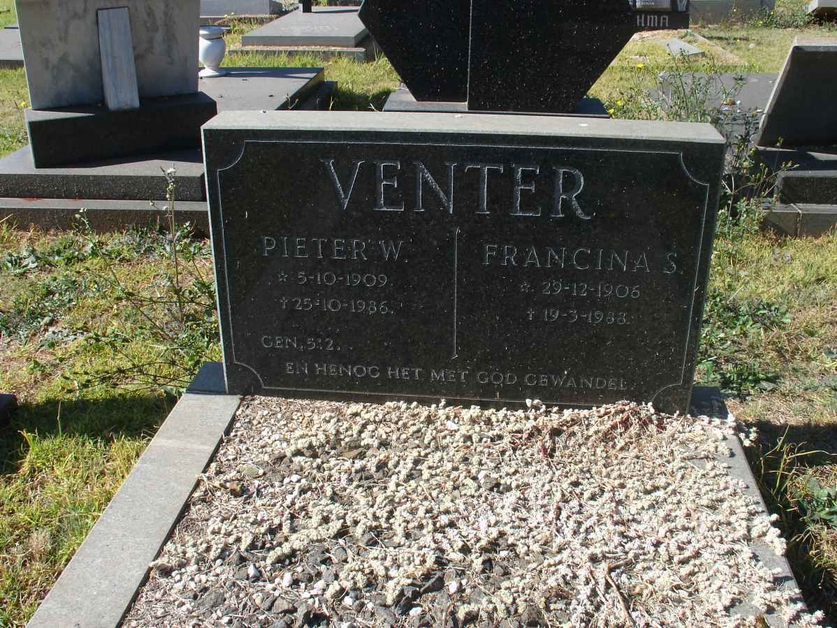 VENTER Pieter W. 1909-1986 &amp; Francina S. 190?-1988
