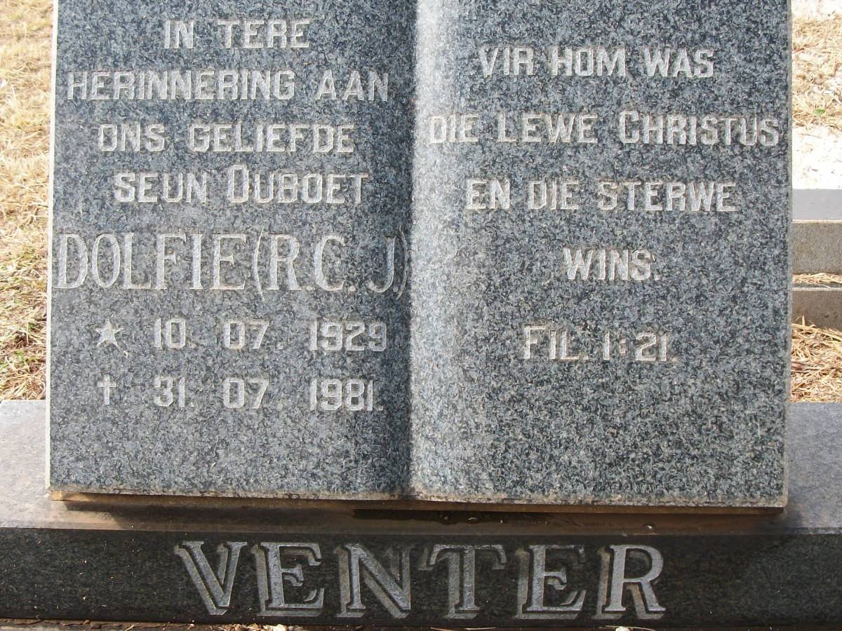 VENTER R.C.J. 1929-1981
