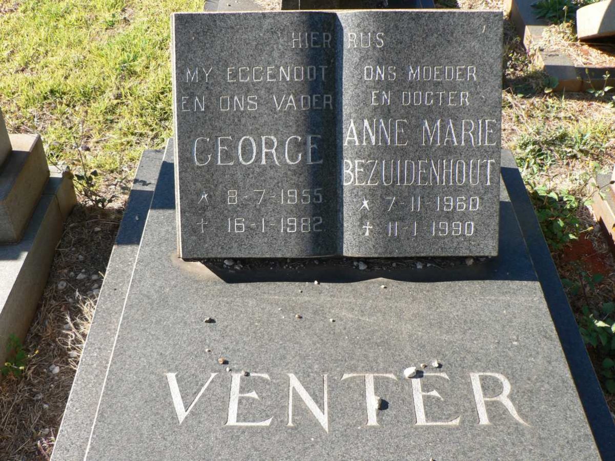 VENTER George 1955-1982 &amp; Anne Marie Bezuidenhout 1960-1990