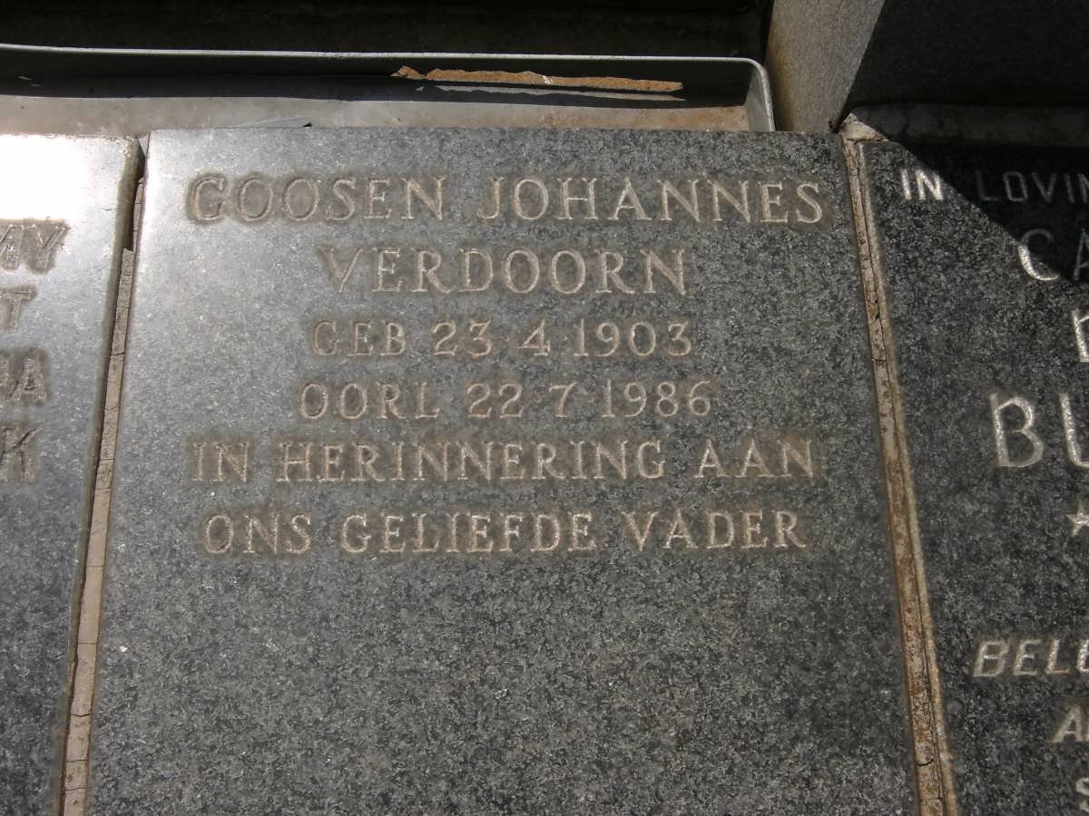 VERDOORN Goosen Johannes 1903-1986